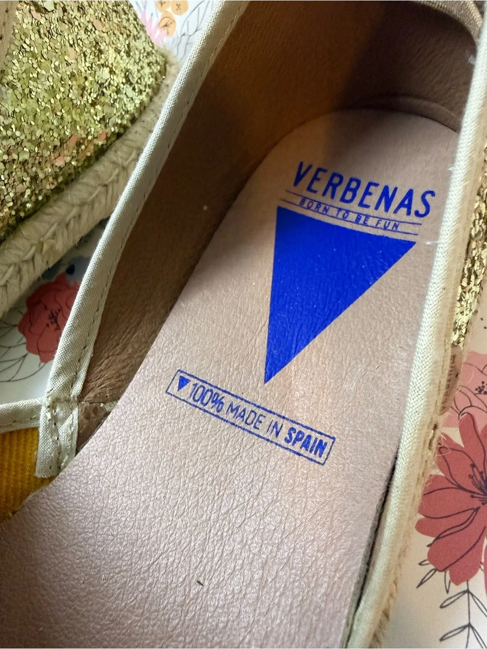 Verbenas Gold Glitter Espadrille Flats